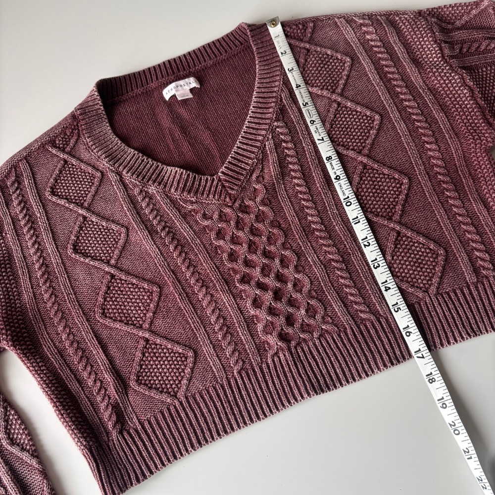 Aeropostale Cropped Cable Knit Sweater, Size L - Picture 7 of 8